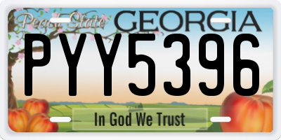 GA license plate PYY5396