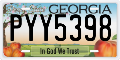 GA license plate PYY5398