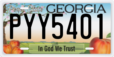 GA license plate PYY5401