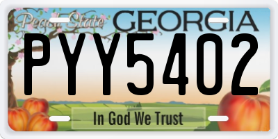GA license plate PYY5402