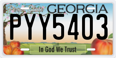 GA license plate PYY5403