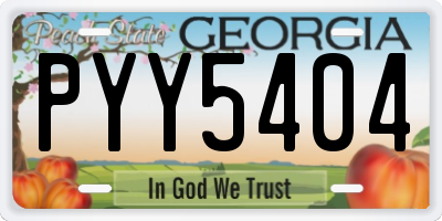 GA license plate PYY5404