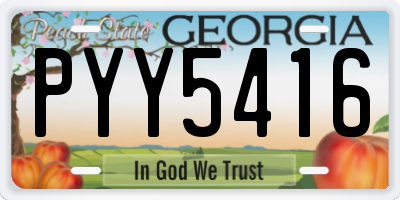 GA license plate PYY5416