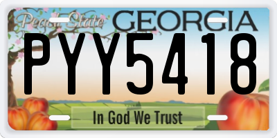 GA license plate PYY5418