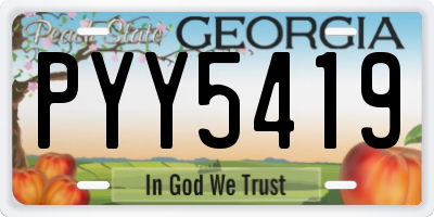GA license plate PYY5419