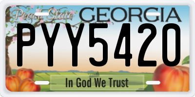 GA license plate PYY5420