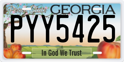 GA license plate PYY5425