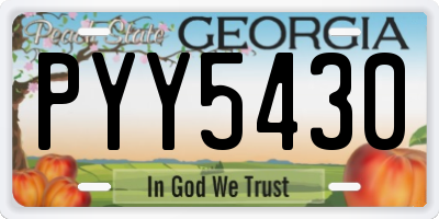 GA license plate PYY5430