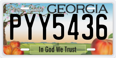GA license plate PYY5436
