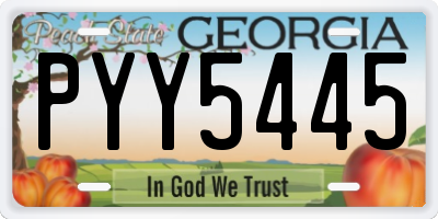 GA license plate PYY5445