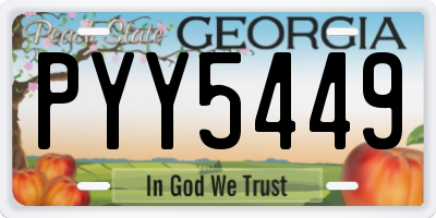 GA license plate PYY5449