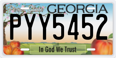 GA license plate PYY5452