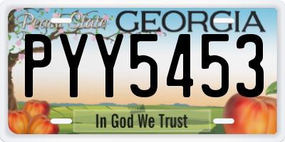 GA license plate PYY5453