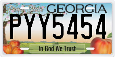 GA license plate PYY5454