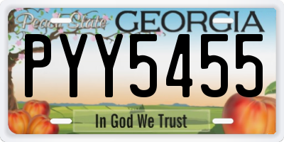 GA license plate PYY5455