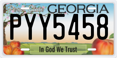 GA license plate PYY5458
