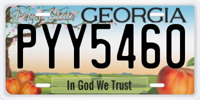 GA license plate PYY5460