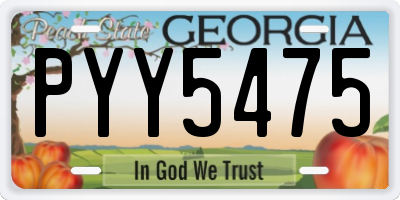 GA license plate PYY5475