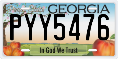 GA license plate PYY5476
