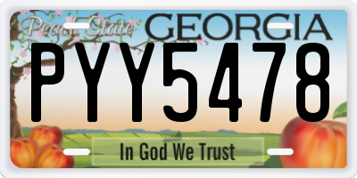 GA license plate PYY5478