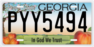 GA license plate PYY5494