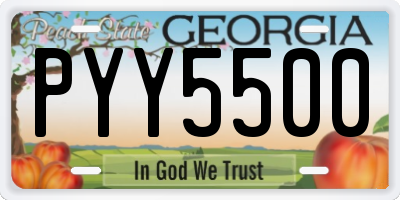 GA license plate PYY5500