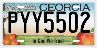 GA license plate PYY5502