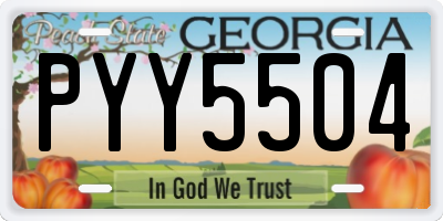 GA license plate PYY5504