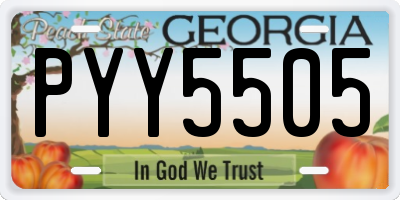 GA license plate PYY5505