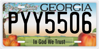 GA license plate PYY5506