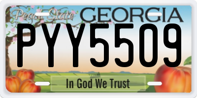GA license plate PYY5509