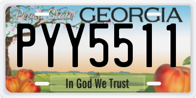 GA license plate PYY5511
