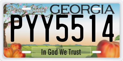 GA license plate PYY5514