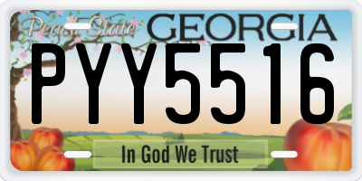 GA license plate PYY5516
