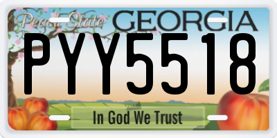 GA license plate PYY5518