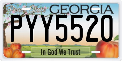 GA license plate PYY5520