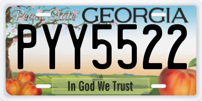 GA license plate PYY5522
