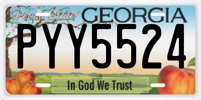 GA license plate PYY5524