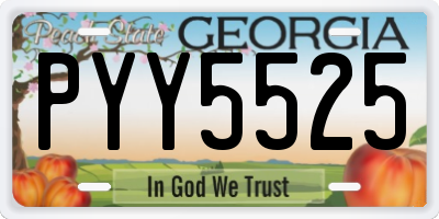 GA license plate PYY5525
