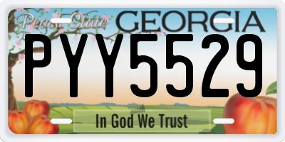 GA license plate PYY5529