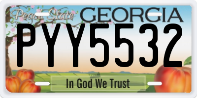 GA license plate PYY5532