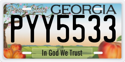GA license plate PYY5533