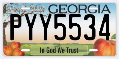 GA license plate PYY5534