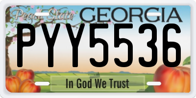 GA license plate PYY5536