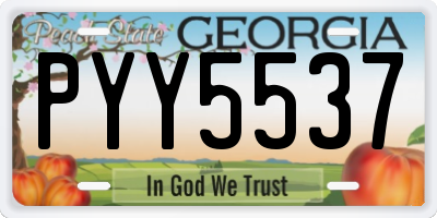 GA license plate PYY5537