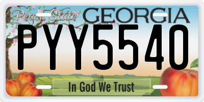 GA license plate PYY5540