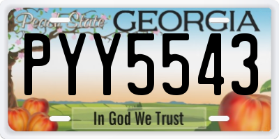 GA license plate PYY5543