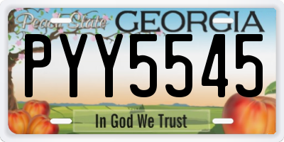 GA license plate PYY5545
