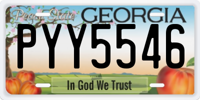 GA license plate PYY5546