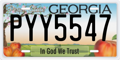 GA license plate PYY5547